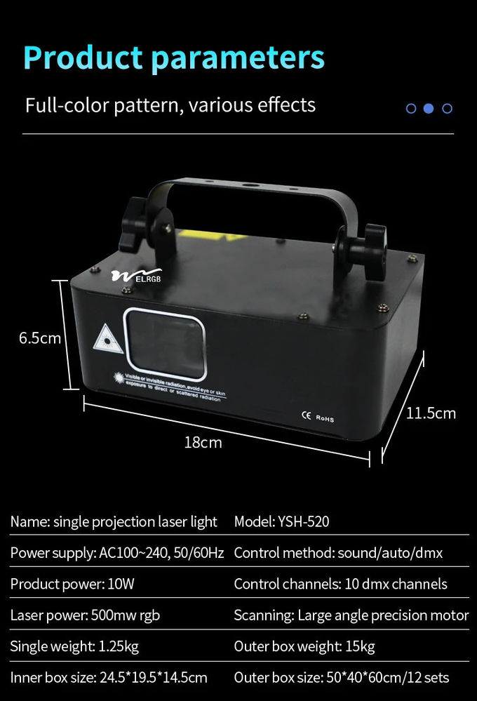 500mw Disco Laser Light Indoor Work Light IP33 Dj Laser Light Projector 11