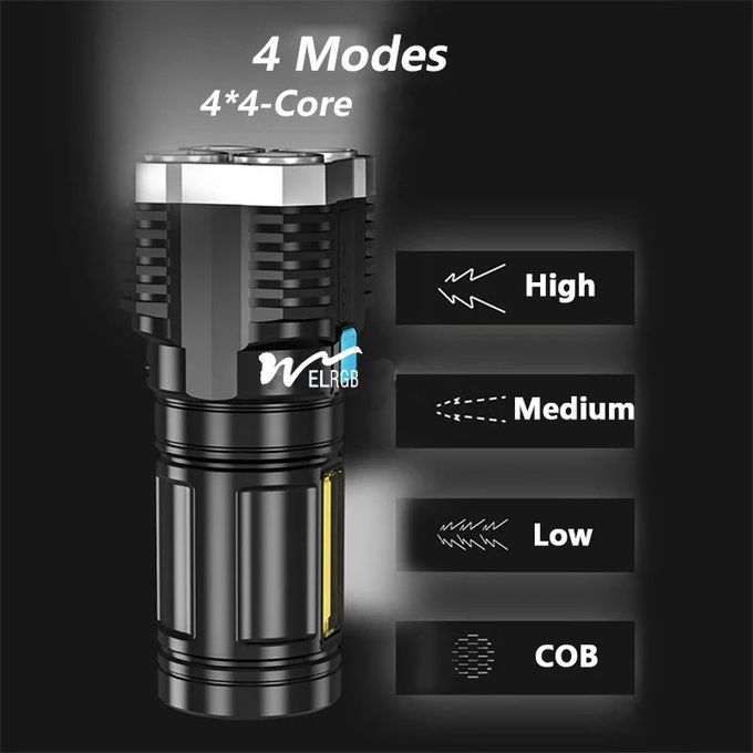 1000 Lumens 4led Rechargeable Cob Flashlight Multifunctional Led Flashlight 6