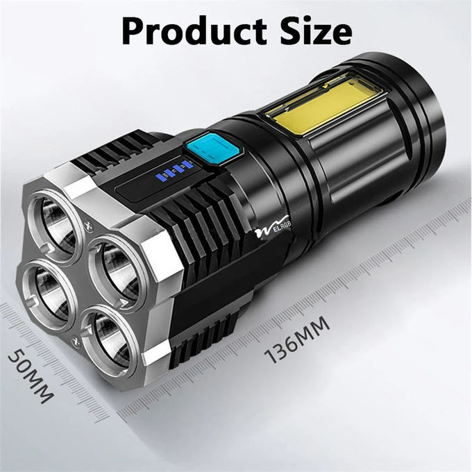 1000 Lumens 4led Rechargeable Cob Flashlight Multifunctional Led Flashlight 4