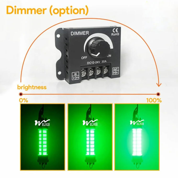 400W 600W Green Underwater Fishing Lamp Outdoor Working Light 12V 24V 6