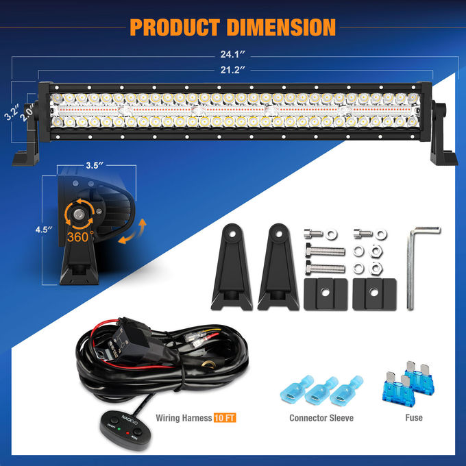 240W Light Bars 4x4 Vehicle LED Work Lights 22" ATV UTV Off Road Truck Light Bar 7