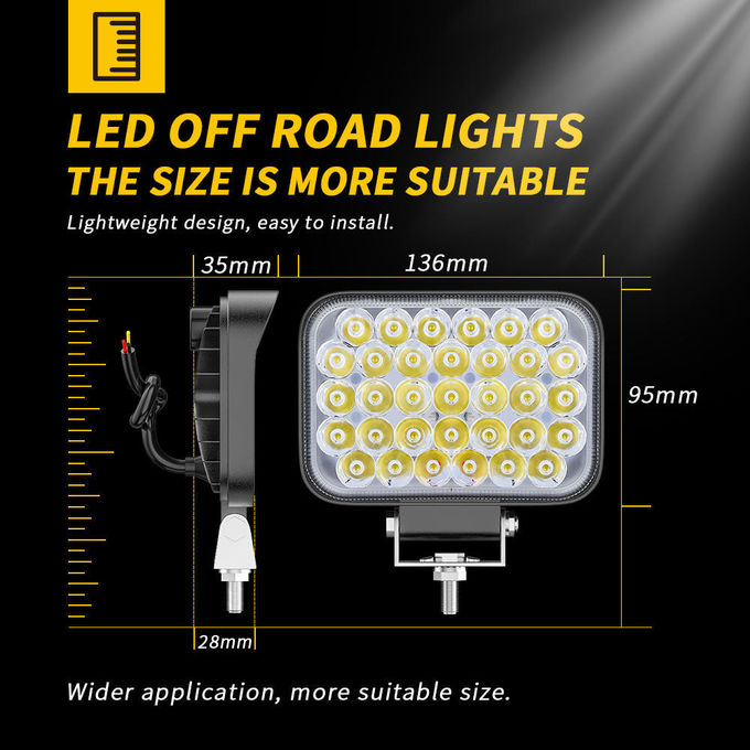 5" 33LED 100W Square Off Road Work Light White For JEEP 4x4ATV UTV 8