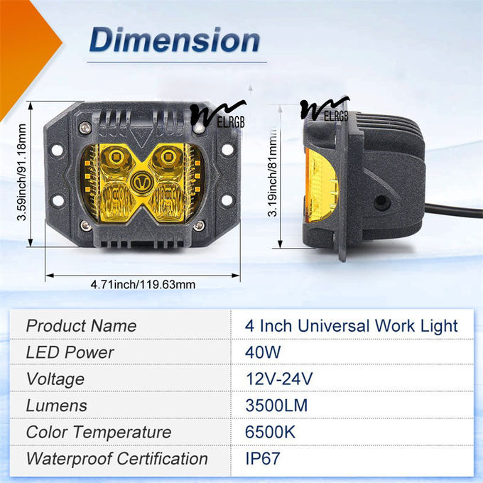 3500LM Cube Side Shooter Led Pods Vehicle LED Work Lights 12V 6500K 8