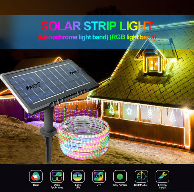 10m 2835 Outdoor Rope Solar Lights 3500K LiFePO4 Solar Led Tape Lights 0