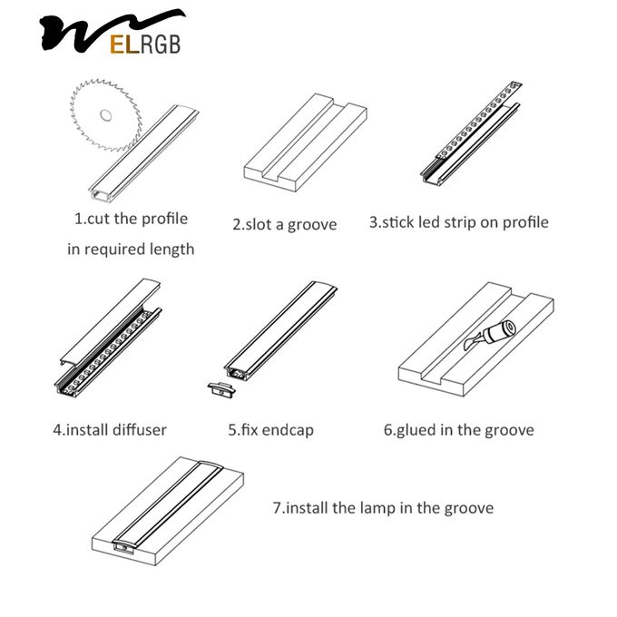 U Shape Led Aluminum Profile LED Strip Light Parts Aluminum Channel For Led Strips 8