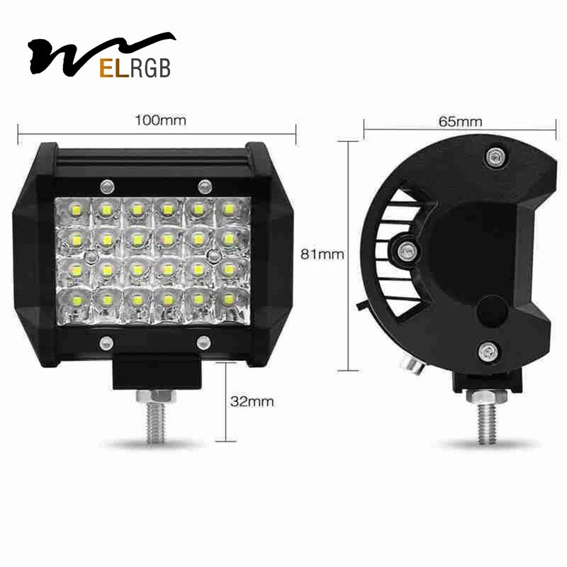 72w 24v Led Spotlight Vehicle LED Work Lights 4 Inch 4 Row 4x4 Spotlights