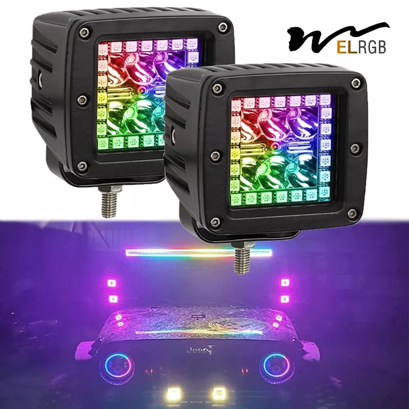 Mini RGB Vehicle LED Work Lights 3 Inch 4x4 Led Pod Light Decoration