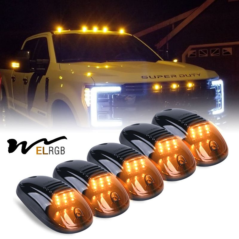 Amber Led Roof Marker Lights 5Pcs Smoke Lens Ford 1999-2016 F150 F250