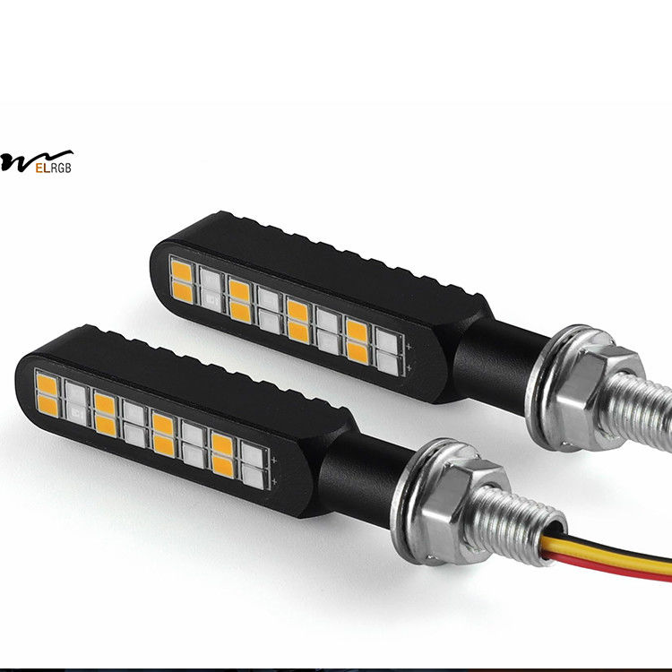 Red Amber 2PCS Flowing LED Motorcycle Turn Signal Strobe Brake Tail Lights Aluminum Alloy 12V Super Bright