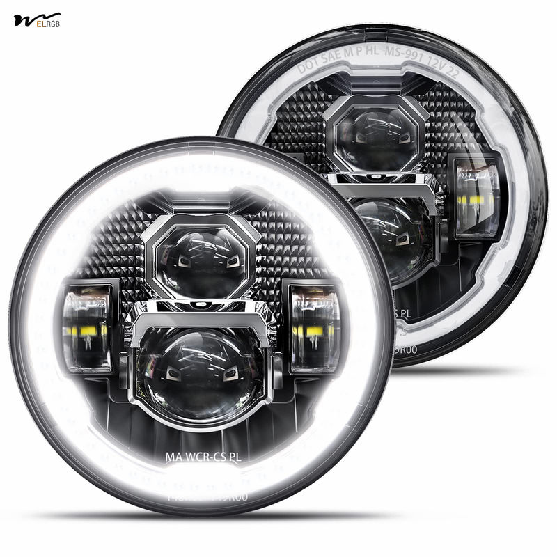 Waterproof 7 Inch Led Headlights Halo Round Turn Signal Hi/Low Sealed Beam for Car