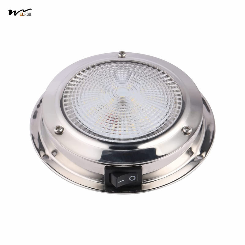 Marine Dome LED Cabin Light Waterproof White Stainless Steel Surface Mount 12V 6.7 inches