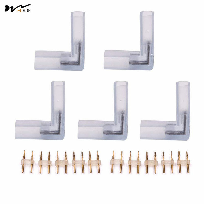 Modern Style 2 Pin L Shaped LED Neon Light PVC Splice Connector for AC 110V Input Voltage