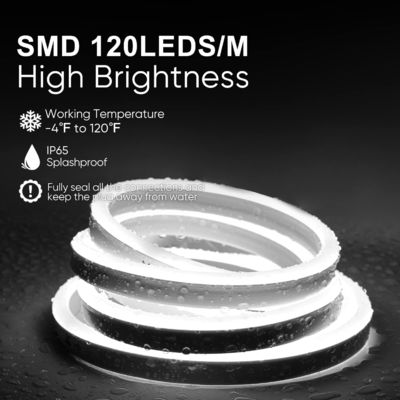 120LEDs Neon Rope Lights Dimmable 110V 220V Cuttable Remote Control Strip Light