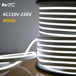 120LEDs Neon Rope Lights Dimmable 110V 220V Cuttable Remote Control Strip Light