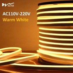 120LEDs Neon Rope Lights Dimmable 110V 220V Cuttable Remote Control Strip Light