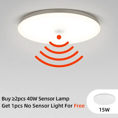 12W 18W Ceiling Motion Sensor LED Light 110V 220V Smart PIR Sensor Lighting