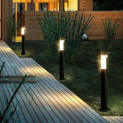 IP54 Sensor Garden Lights Solar Bollard Pathway Lights LED Lawn Lamp