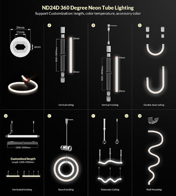 360 Silicone Neon Flex Diffuser Dimmable LED Strip Neon Light Diffuser