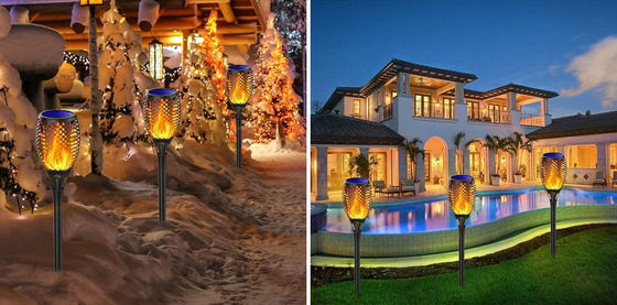 IP65 Waterproof Solar Flame Torch Light 2700K Soft Warm White