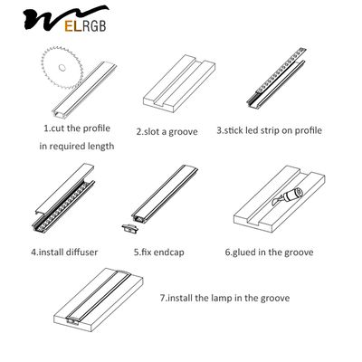 U Shape Led Aluminum Profile LED Strip Light Parts Aluminum Channel For Led Strips