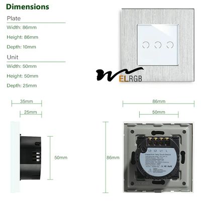 250V Wifi Wall Light Switch LED Light Spare Parts 3 Gang Smart Light Switch