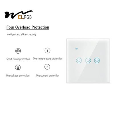 WiFi RF433 3 Gang Touch Switch 10A Three Gang Smart Light Switch