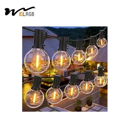 7.6m-45m Outdoor Plastic Bulb String Lights Soft Warm White AC 220V