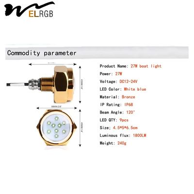 6000K LED Marine Lights Rgb Drain Plug Light Daylight Alert 2700lm
