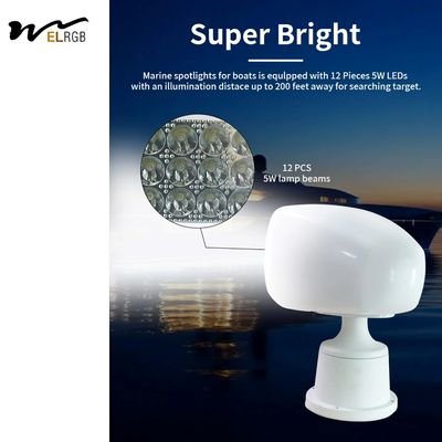 60w Marine Searchlight 50M Remote Control Marine Spotlight White
