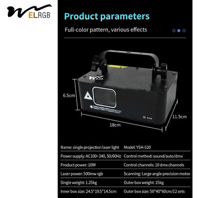500mw Disco Laser Light Indoor Work Light IP33 Dj Laser Light Projector