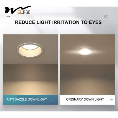 Anti Dazzle Round Recessed Downlight Ip44 6000K Embedded Ceiling Light
