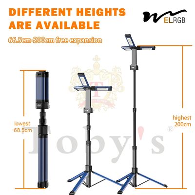 3 Heads Led Corded Light Tripod 2000mAh Rechargeable Work Light With Stand
