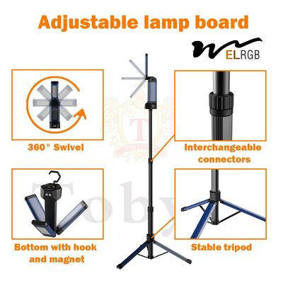 3 Heads Led Corded Light Tripod 2000mAh Rechargeable Work Light With Stand