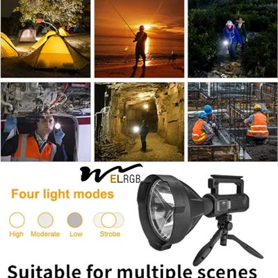 90000 Lumens Outdoor Working Light 6000K Rechargeable Hunting Spotlight