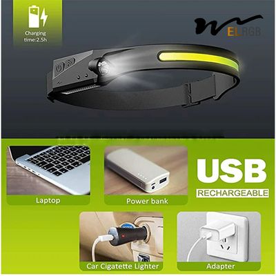 USB Motion Sensor Head Torch Outdoor Working Light 10000 Hours Lifespan