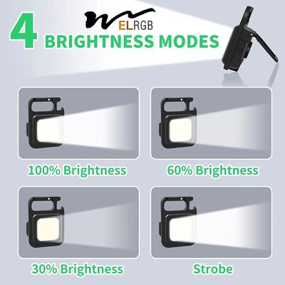 800Lm COB Rechargeable Keychain Light Portable 4 Light Modes Pocket