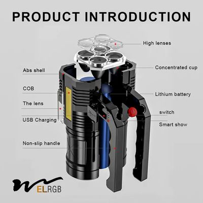1500mah Rechargeable Waterproof Torch Outdoor Working Light 6000K