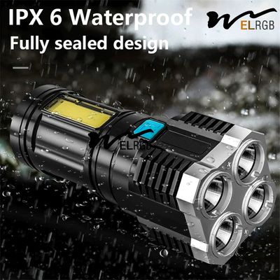 1000 Lumens 4led Rechargeable Cob Flashlight Multifunctional Led Flashlight