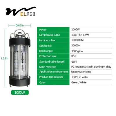 200W 1000W Submersible Fishing Light Outdoor Working Light AC220V