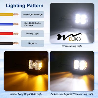 3500LM Cube Side Shooter Led Pods Vehicle LED Work Lights 12V 6500K