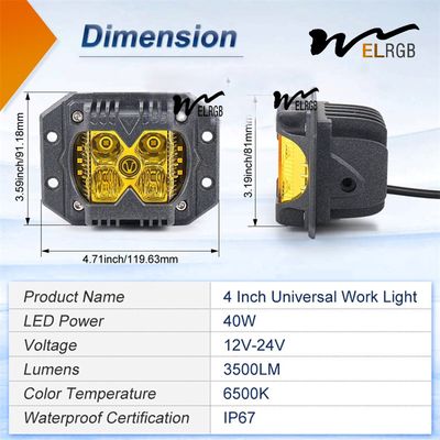 3500LM Cube Side Shooter Led Pods Vehicle LED Work Lights 12V 6500K