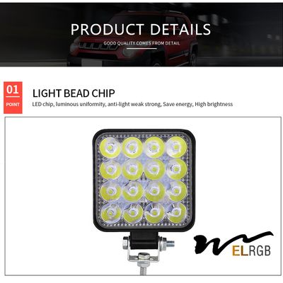 48W 16LED 4WD Square Led Work Lights Off Road Work Light