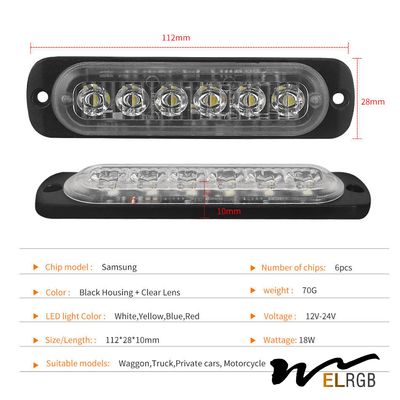 6LED Car Side Marker Lights Trucks Strobe Lamp LED Flasher Warning Lights