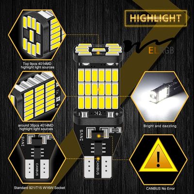 No Error 4014 45SMD 6000K Auto Bcakup Reverse Lamp Car Tail Brake Bulbs Canbus WY16W W16W T15  Led Light Bulb