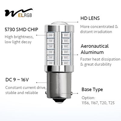 Car Brake Light 1156 BA15S 1157 BAY15D P21W 33 LED 5630 3157 7440 7443 SMD Car Tail Bulb Brake Lights Auto Reverse Lamp