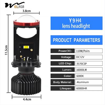 CSP3570 LED Motorcycle Lights 16000LM H4 Led Projector Bulb 55W