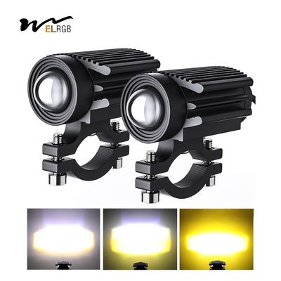6000K 2 Inch Round Fog Lights 30W LED Motorcycle Lights Spot Beam Dual Color