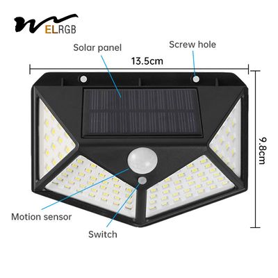 1000LM 100 LED Solar Powered Lights Solar Motion Detector Lights