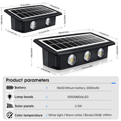 2 Mode RGB Wall Light LED Solar Powered Lights IP65 Color Changing