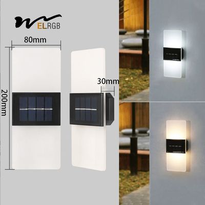 Acrylic Led Outdoor Wall Sconce LED Solar Powered Lights Cold White Light